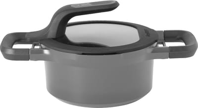 Kookpot met deksel en hittebestendig handvat grijs 16cm - Grijs - PFAS-vrij