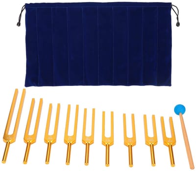 Dailygoods- Stemvorken Set - 9 Stemvorken voor Geluidstherapie - Chakra Stemvorken - Hamer - Opbergtas - Aluminiumlegering