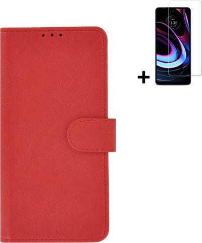 MoDo hoesje Geschikt voor Motorola Moto G22 - Kunstleer Book Case - Rood hoesje met screenprotector