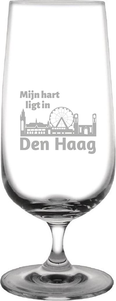 Gegraveerde bierglas op voet 41cl Den Haag