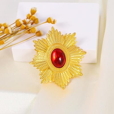 Vrouwen Mannen Vintage Stijl Paleis Kruis Badges Pin Retro Dames Midden Ontwerp Exquise Broche Accessoires Klassieke Feest Bruiloft Spelden yellow