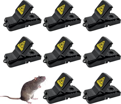 RONN® SnapRat Rattenbestrijding - 8 Stuks - Muizenval met Verwijderbare Lokstofbeker - Zeer Gevoelige Muizenval - Zwart - 11cm x 7cm x 5cm