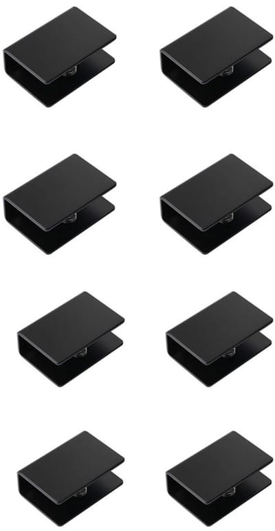 8 stuks glazen plankbeugels RVS clipbeugel verstelbare glazen clip vierkante glazen plankclip voor 8 mm glas acryl hout (zwart, klein)