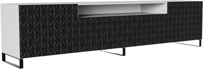 TV-kast Cali III, woonwand, lowboard, tv-standaard, woonwand, woonkamer, tv-board, woonkamermeubels, televisie, highboard, TV-kast, tv-lowboard, 200 cm, 3 deuren, wit, zwart