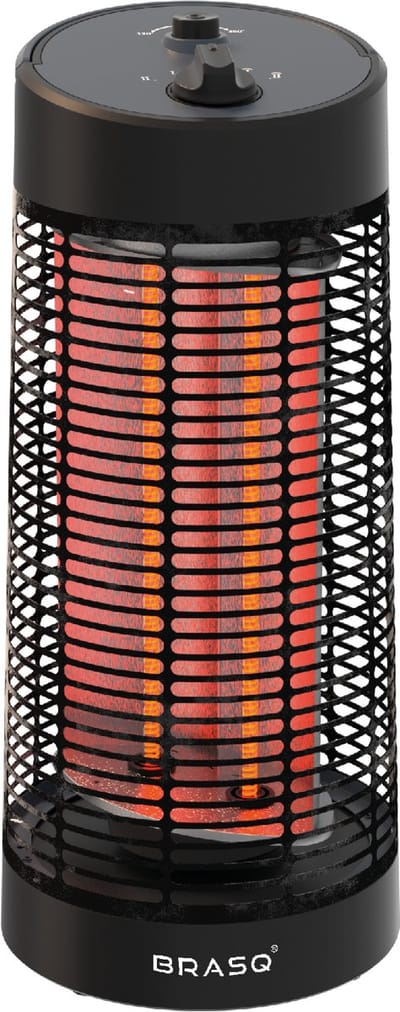 BRASQ Elektrische Terrasverwarmer staand – Tafelmodel - 1200 watt - 2 Warmtestanden – met Zwenkfunctie - Infrarood Heater – Spatwaterdicht - Verwarming Voor Binnen en Buiten - Zwart