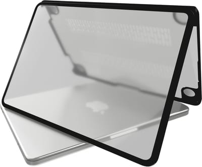 Casemania Hoes Geschikt voor MacBook Neo - Zwart/Transparant - Schokbestendige Hardcase met Verstevigde Rand Geschikt voor Apple MacBook Neo A3404 met Ventilatie-openingen