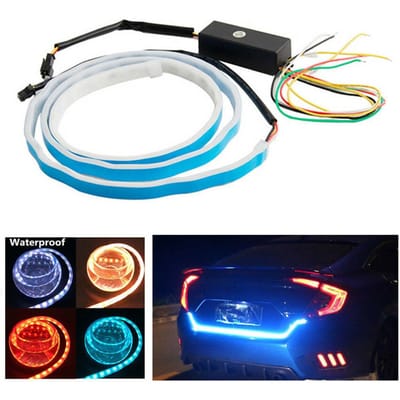 12V Auto Stroomtype LED Strip Licht Achterklep Richtingaanwijzers Lichtbalk Kofferbak Strips Lamp white