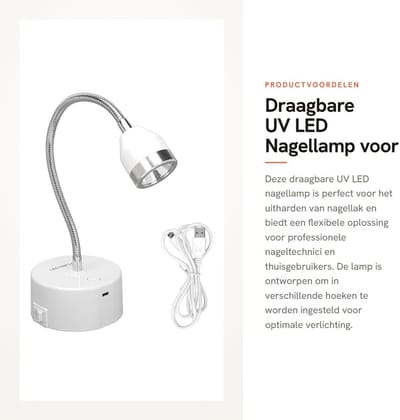 Dailygoods- Nagellamp Draagbaar - 3 LED Lichtchips - 9W Vermogen - Schokbestendig - Verstelbare Slang - Energiebesparend - Gelnagellamp
