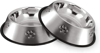 Antislip Roestvrijstalen Hondenvoer- en Drinkbakken Set voor Kleine en Middelgrote Huisdieren - 2 Stuks, 22 cm