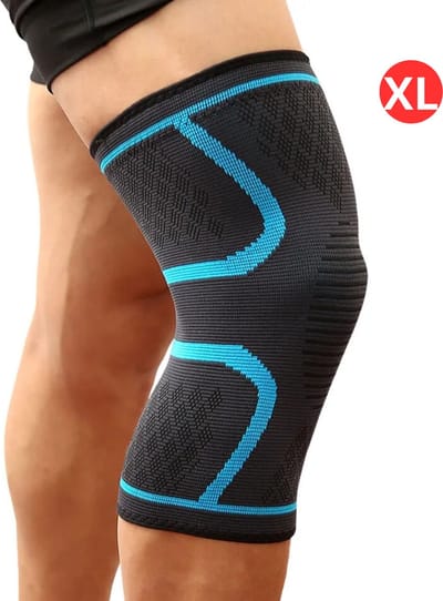 Livano Sportbrace Knie - Kniebrace - Knee Sleeves Powerlifting - Knee Support - Compressie Knie Brace - Knee Wraps - Dames - Heren - Blauw - Maat XL