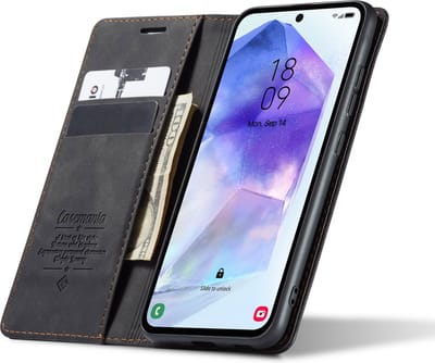 Casemania Hoesje Geschikt voor Google Pixel 9 Pro XL - Charcoal Gray - Dunne Portemonnee Book Case - Slim Wallet Case met Pasjeshouder