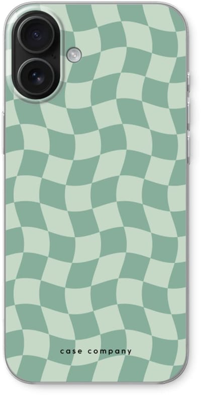 Case Company® - Hoesje geschikt voor iPhone 16 Plus hoesje - Grid Groen - Soft Cover Telefoonhoesje - Bescherming aan alle Kanten en Schermrand