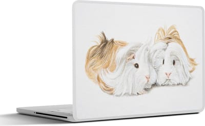 Laptop sticker - 14 inch - Een illustratie van langharige cavia's - 32x5x23x5cm - Laptopstickers - Laptop skin - Cover