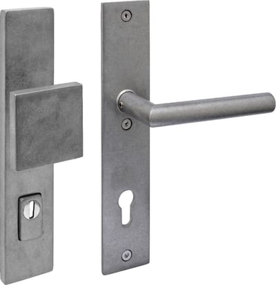Intersteel SKG3 veiligheidsbeslag rechthoekig 250x50mm greep/kruk Jura profielcilindergat 92mm met kerntrekbeveiliging rvs getrommeld