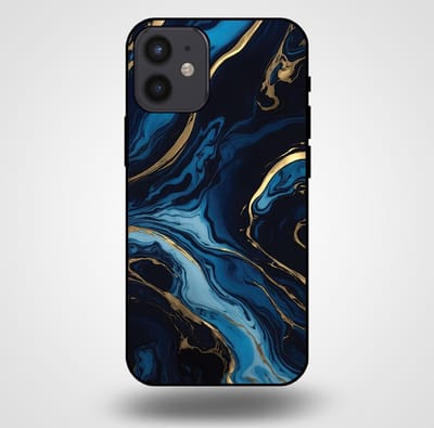 Smartphonica Telefoonhoesje voor iPhone 12 Mini met marmer opdruk - TPU backcover case marble design - Goud Blauw geschikt voor iPhone 12 Mini