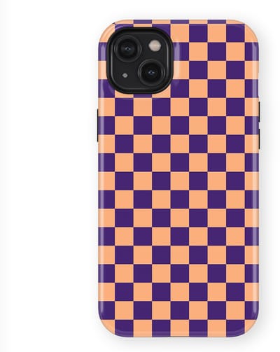 Design Hoesje geschikt voor iPhone 14 Plus | Geschikt Voor Mag | Tiny Squares Checkered Print | Backcover geschikt voor iPhone 14 Plus Pixel Peach