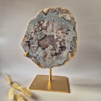 Roze Amethist Schijf op Standaard 4kg | XXL Druzy Crystal Decor & Edelsteen Display
