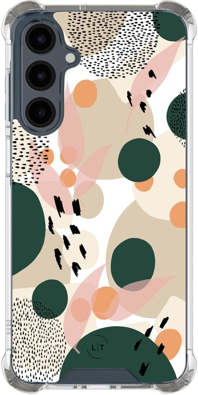 Shockproof hoesje - Geschikt voor Samsung Galaxy A16 - Abstract painted - Extra sterke case - TPU/polycarbonaat - Print / Illustratie - Beige, Transparant