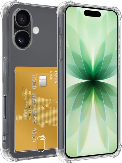 Hoesje Geschikt voor Apple iPhone 17 - Met Pashouder en Kaarthouder - Telefoon Hoes Shockproof - Siliconen Case - Back Cover - Shock Proof - Pasjes Houder - Transparant