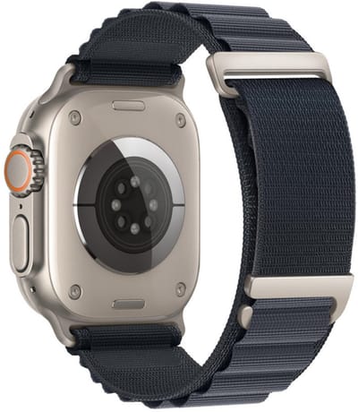 Nylon bandje - geschikt voor Apple Watch 1/2/3/4/5/6/7/8/9/SE (2) met maat 38 mm / 40 mm / 41 mm en Watch 10 (42 mm) - loop bandje met dubbele gesp - grijs