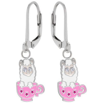 WeLoveSilver - kinderoorbellen - zilveren oorhangers - lama - kristalogen