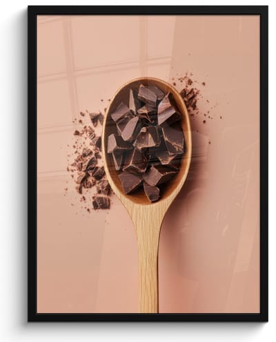 Poster in lijst - Fotolijst 50x70 cm - Posters - Chocola - Hout - Lepel - Posterlijst zwart - Decoratie - Wanddecoratie woonkamer - Muurdecoratie slaapkamer