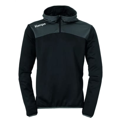 Kempa Emotion 2.0 Hoody met 1-4 Rits Kind Zwart-Antraciet Maat 116