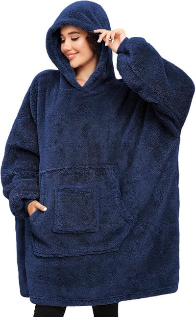 CMTOP Blanket hoodie ladies teddy fleece hoodie with pockets women sweater blankets