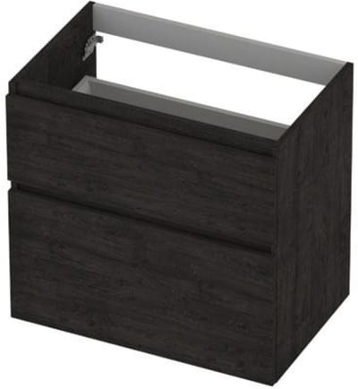 INK - Onderkast 2 Laden Greeploos Hout Decor met Houten Keerlijst A-symmetrisch - 700x450x650 Mm - Houtskool Eiken