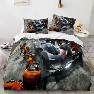 Sportwagen Dekbedovertrek Sets Volledige Maat 3 Delige Raceauto Beddengoed Sets Met Kussenslopen Voor Tieners Jongens Polyester Dekbedovertrek US Twin(172*218cm)3pcs