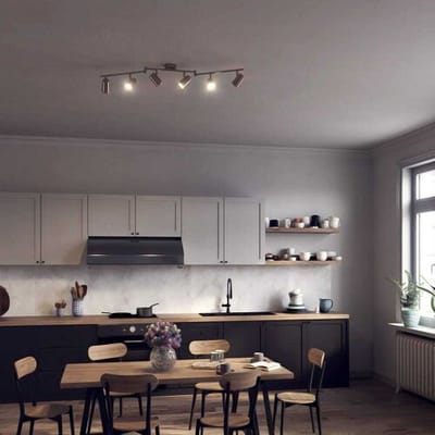 HOFTRONIC – Riga RVS LED plafondlamp 6 spots – kantelbaar en draaibaar – opbouwspots RVS – GU10 - 4000K neutraal wit - Plafondspots - IP20 - woonkamer en gang