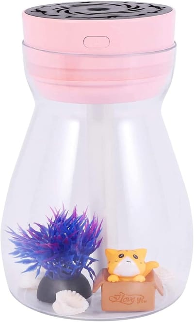 Luchtbevochtiger met LED - Mist Dispenser Vochtigheid - Luchtkwaliteit Verbeteren - Creatief Landschap Ontwerp - 380 ml - Roze