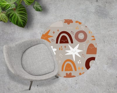 Coloray Vloerbeschermer - Kindertekeningen Stoel Mat - 100x100 cm - Veelkleurig Vloerbeschermer Harde Vloer - Motif Vloerbeschermer - Mótif Bureaustoelmat - Ronde Mat - Abstracties Thema