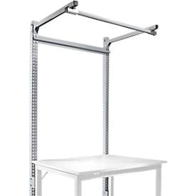 Opbouwframe met giek, Basistafel STANDAARD werktafel/werkbank UNIVERSAL/PROFI, 1250 mm, aluminium zilver