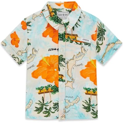 Korte mouwen popeline shirt voor babyjongen Guess