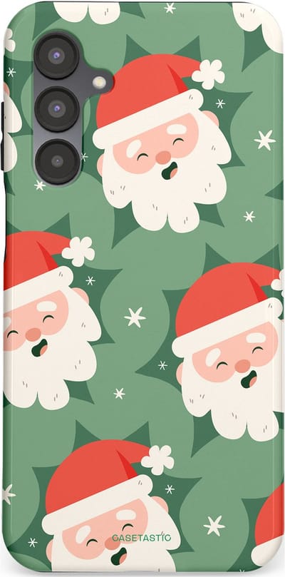 Casetastic hoesje geschikt voor Samsung Galaxy A16 - Dubbellaagse bescherming - Vrolijke Kerstmannen in de Sneeuw - Fashion Case - Saliegroen Wit Perzik Crème