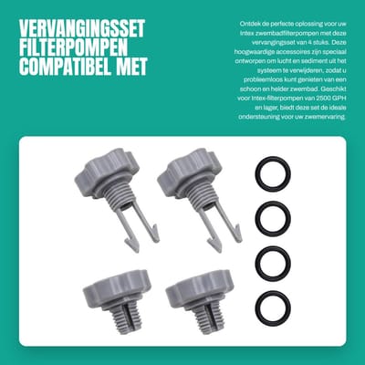 Dailygoods- Vervangingsset voor Intex Filterpompen - Vervangende Accessoires - Ontluchtingskleppen/Sedimentontlastkleppen - O-ringen - ABS Materiaal - 4 Stuks - Filterpompaccessoires