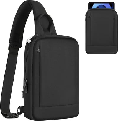 Tablet Sleeve Schoudertas voor 9-11 Inch Tablets met Oortje Opening, Geschikt voor iPad en Galaxy Tab, Draagtas met Vakken, Zwart
