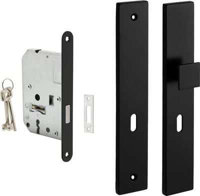 Eliot® schild met knop baardsleutel - incl. kastslot met 2 sleutels - mat zwart