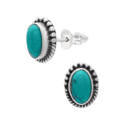 WeLoveSilver - zilveren oorstekers - turkoois steen - 925 zilver - 8mm