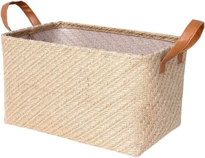 Natuurlijke Linnen Opbergmand van Jute met Handvat voor Speelgoed en Kleding
