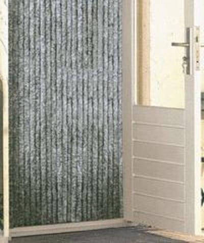 Dami Living - 90 x 220 cm - Vliegengordijn Kattenstaart - Grijs/Wit - 21 Pluche Strengen
