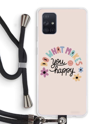 Case Company® - Hoesje met koord geschikt voor Samsung Galaxy A71 hoesje met Koord - Happy days - Telefoonhoesje met Zwart Koord - Bescherming aan alle Kanten en Over de Schermrand