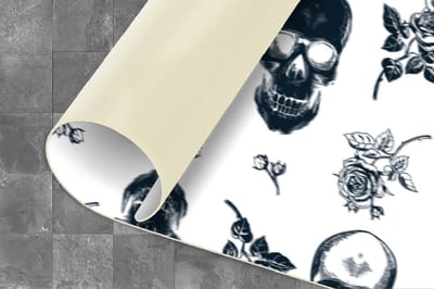 Keukenloper - Loper keuken - Tiener - Skull - Rozen - Patroon - 200x50 cm - Keukenloper vinyl
