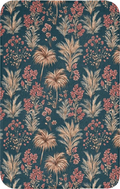 WC mat 50x80 cm - Antislip - Botanisch - Patroon - Blauw - Toiletmat - Vloermat - Douchemat - Toilet tapijt - Toiletmatten