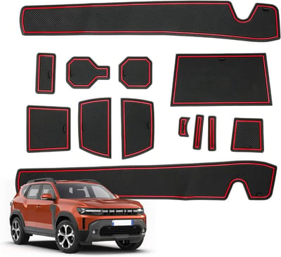 Non-slip rubberen matten voor Dacia Duster III 2024 - 2026, ideaal voor console, bekerhouder en deur, beschermt interieur en voorkomt schuiven