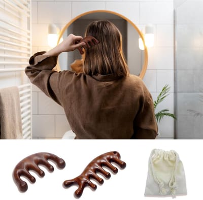 2x Houten Hoofdhuid Massage Kam Brede Tand voor Haargroei & Scalp Stimulatie