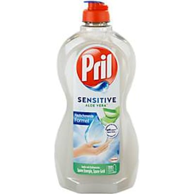 Pril Sensitive Aloë Vera handafwasmiddel, hoog vetoplossend vermogen, bijzonder vriendelijk voor de huid, 450 ml in een recyclingfles