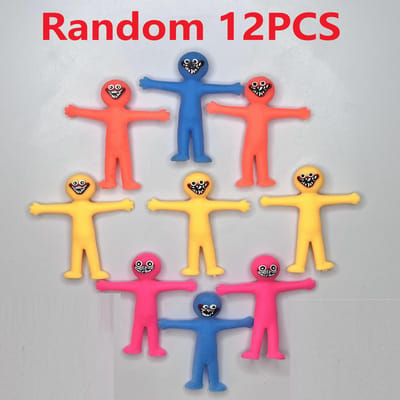 12 stuks Nieuw Uniek Speelgoed TPR Zacht Rubber Knijpen Trekken Decompressie Raket Speelgoed Kinderen Vrije Tijd Plezier Grappig Speelgoed Verjaardagscadeaus yellow