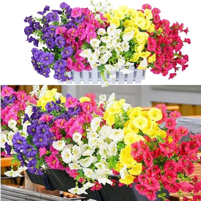 Dailygoods- Kunstbloemen 10 bundels - Kunstboeket voor buiten - UV-bestendig - Balkonbloemen - Indoor/Outdoor decoratie - 35 cm hoog - Nep Bloemen
